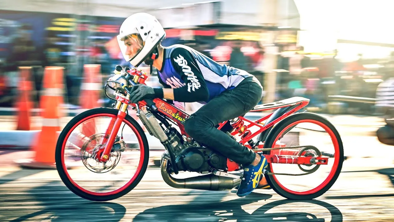 Motorbike street race in Thailand.