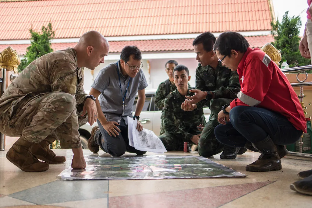 Airmen from the U.S. Indo-Pacific Command meet with Thai military officials and a Thai engineering company in Chiang Rai