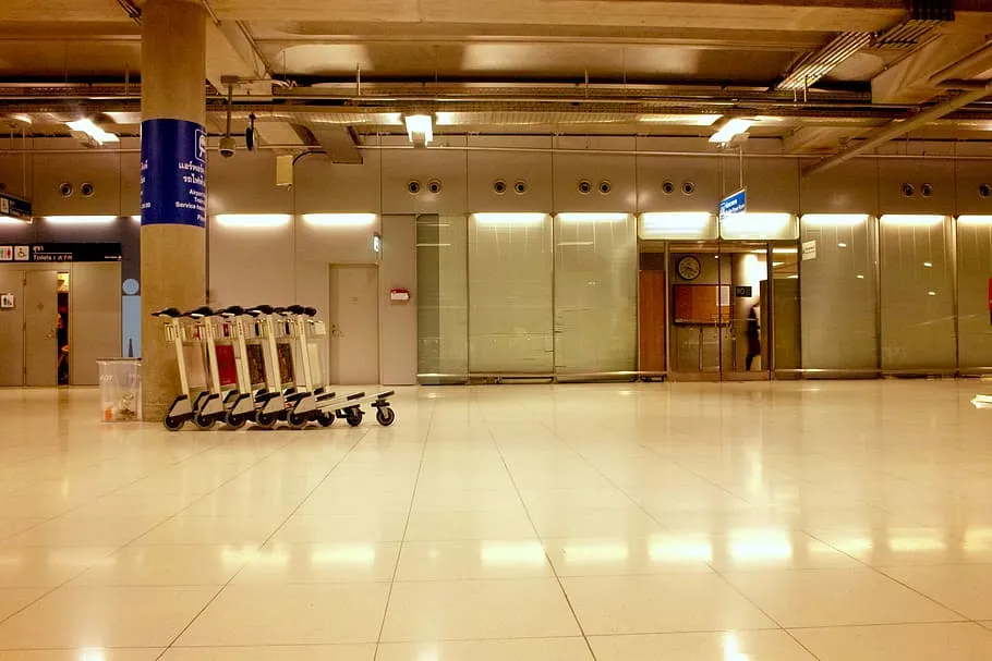 Trolleys at Suvarnabhumi Airport in Samut Prakan