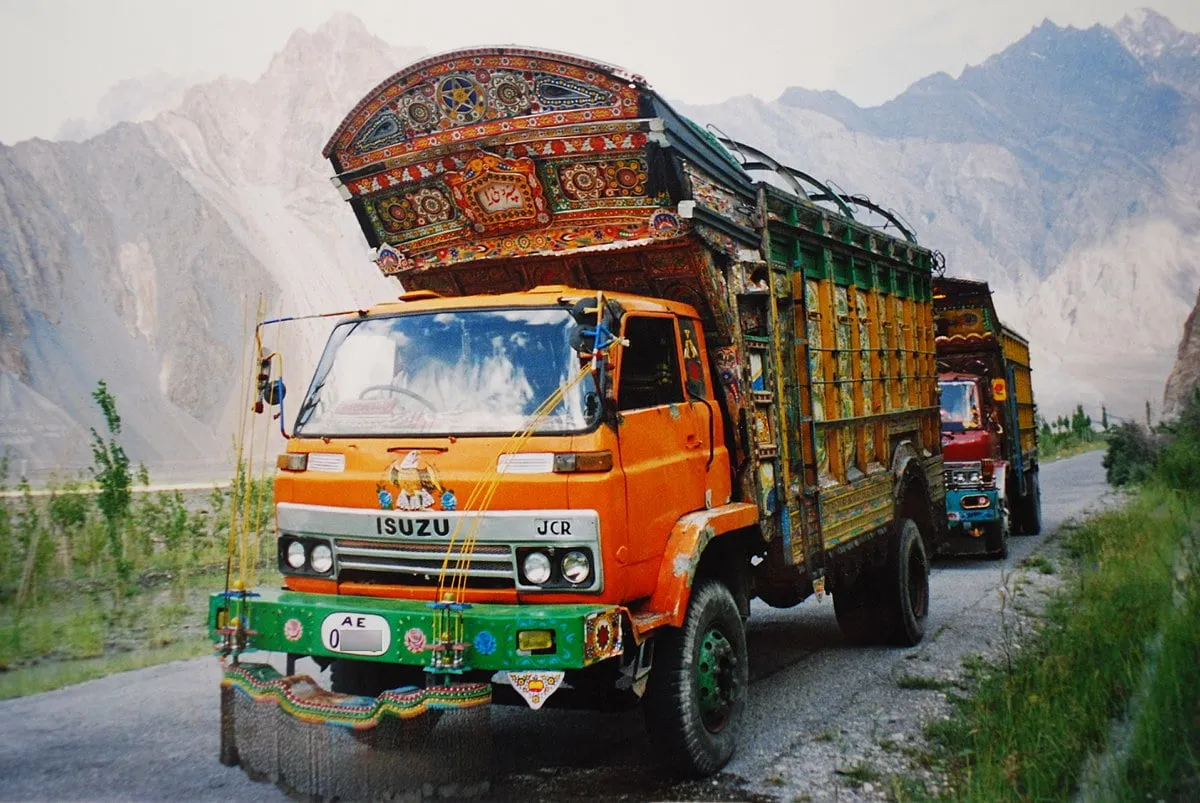 Jingle trucks on Karakoram Highway, Pakistan