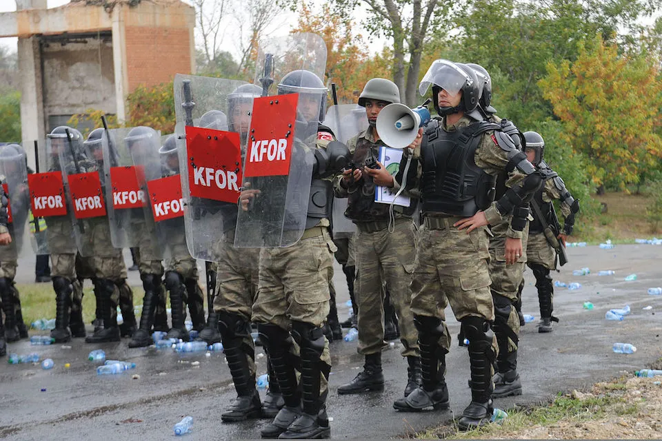 Turkish Land Forces KFOR soldiers in riot training