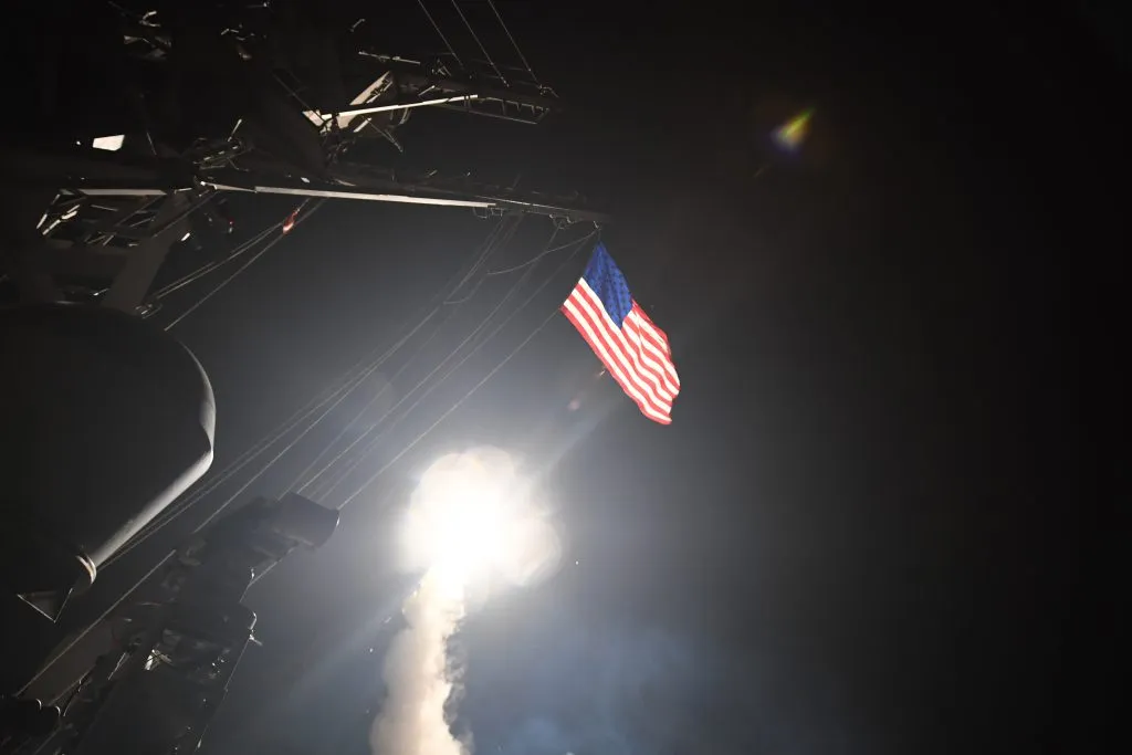 The guided-missile destroyer USS Porter (DDG 78) conducts strike operations in the Mediterranean Sea