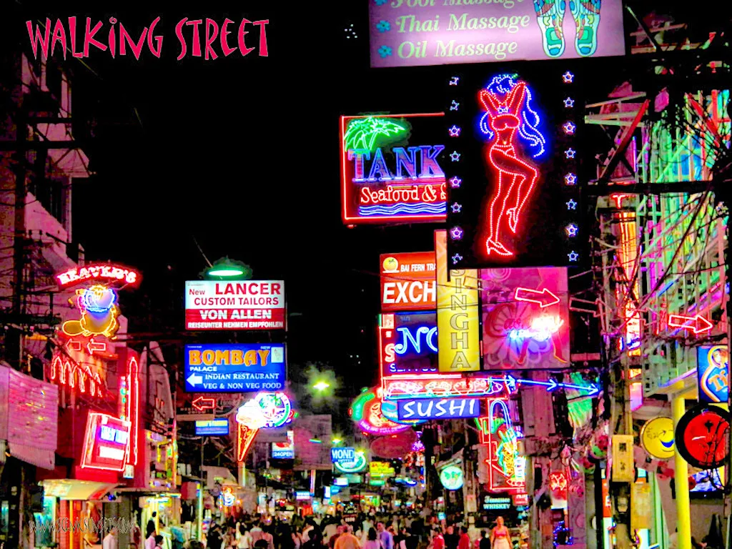 Neon signs in Walking Street, Pattaya.