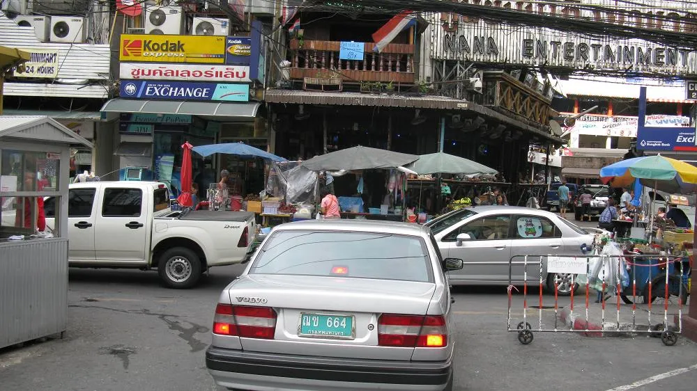 Traffic and market at Nana district in Bangkok