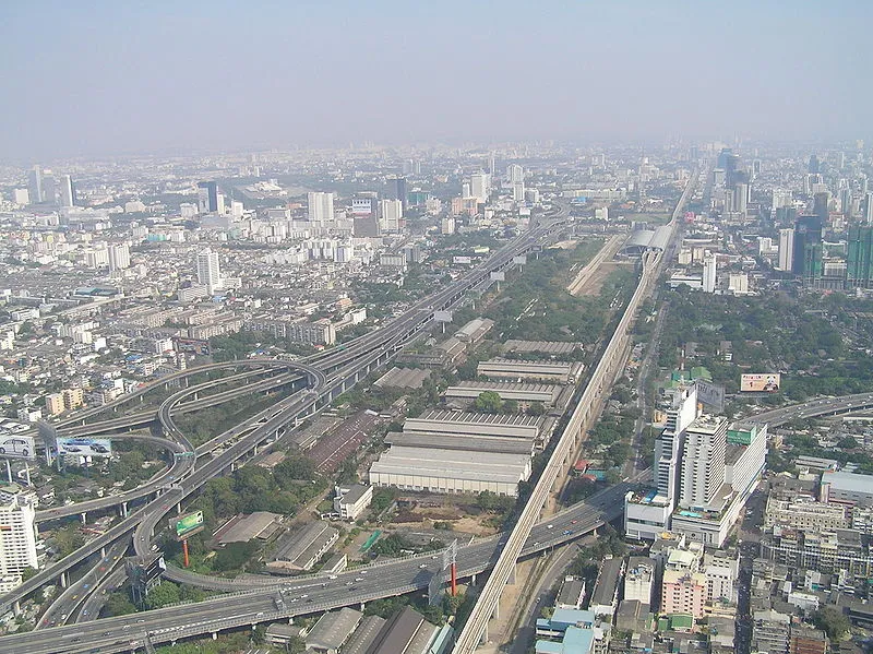 The Bangkok Airport Rail Link viewed from the Baiyoke Tower