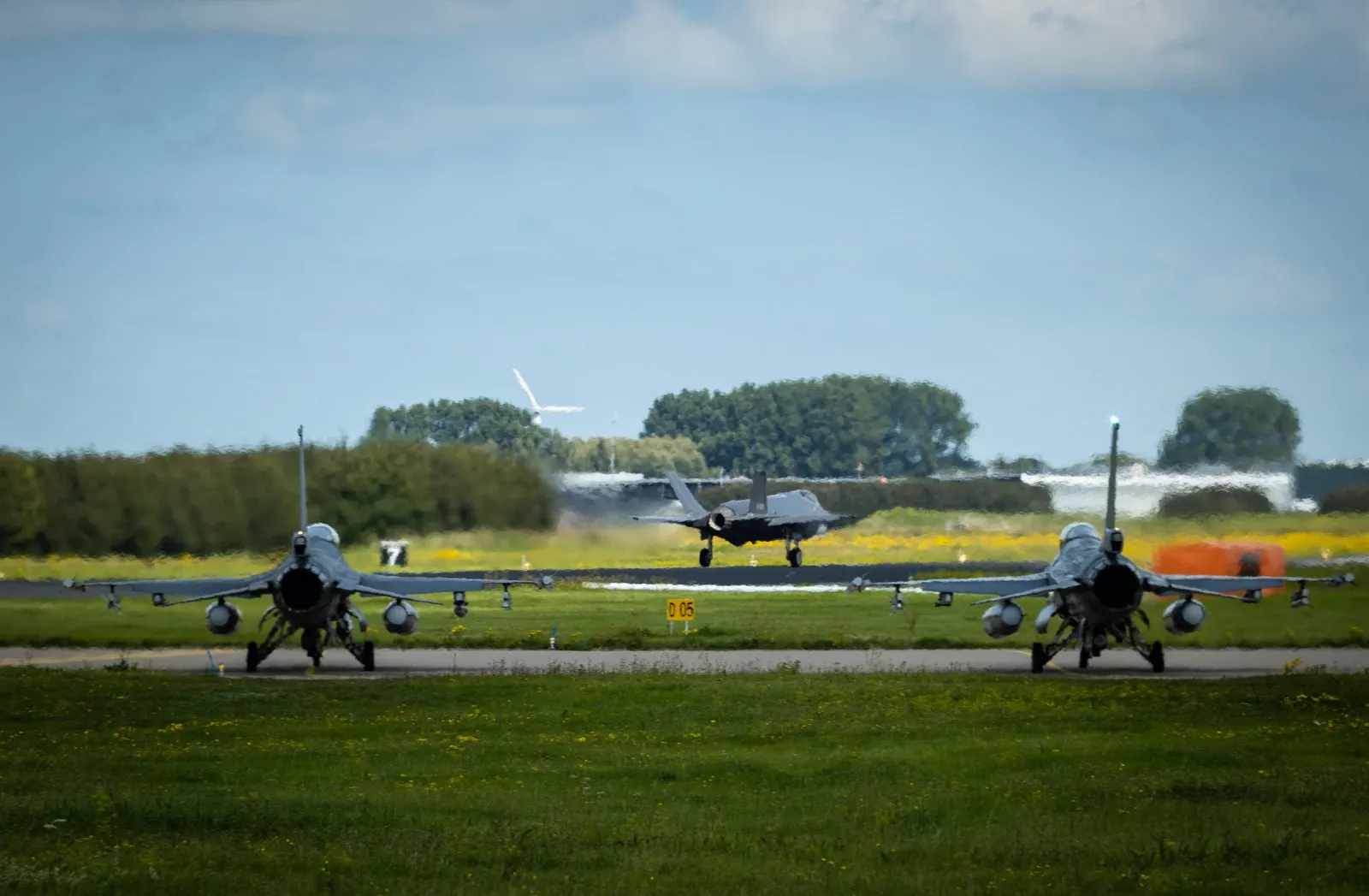Jet aircrafts on a field