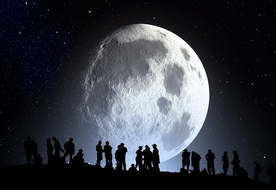 Full moon and people