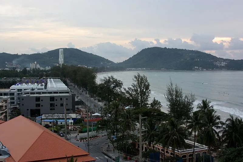 View of the beach and buildings in Phuket Island