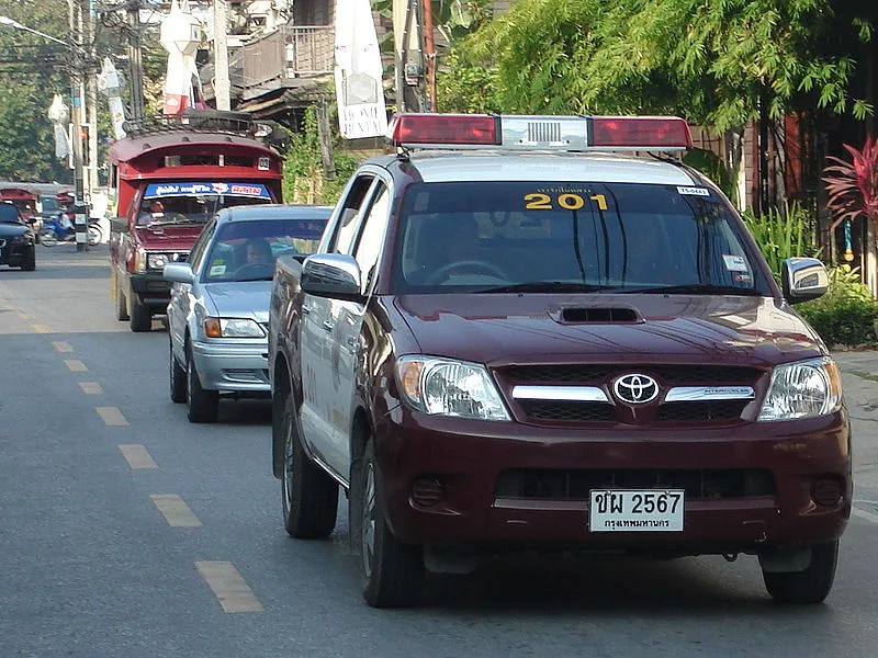 Police pick up truck in Chiang Mai, Thailand