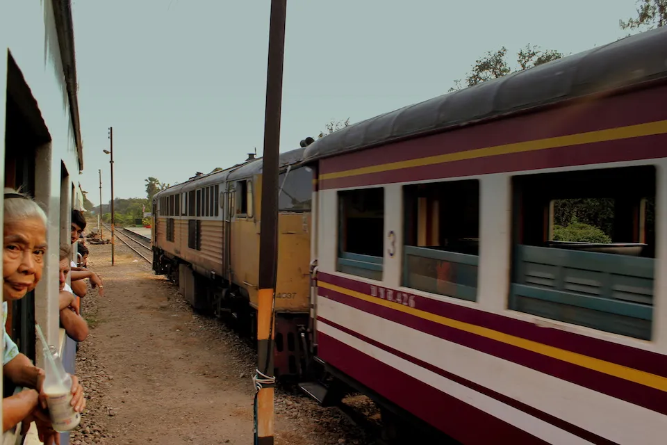 Train at railway station in Thailand