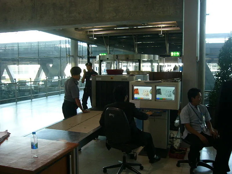 Airport screening officer at Suvarnabhumi airport, Bangkok