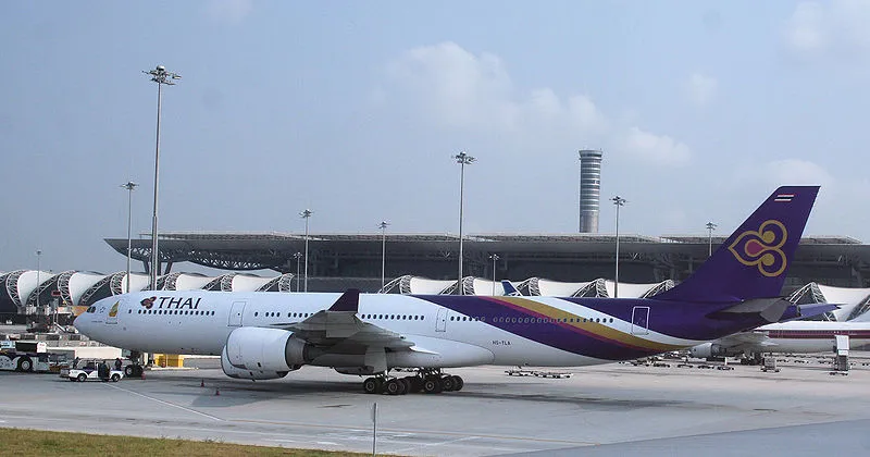 Thai Airways Airbus A340 (HS-TLA) at Bangkok Suvarnabhumi airport