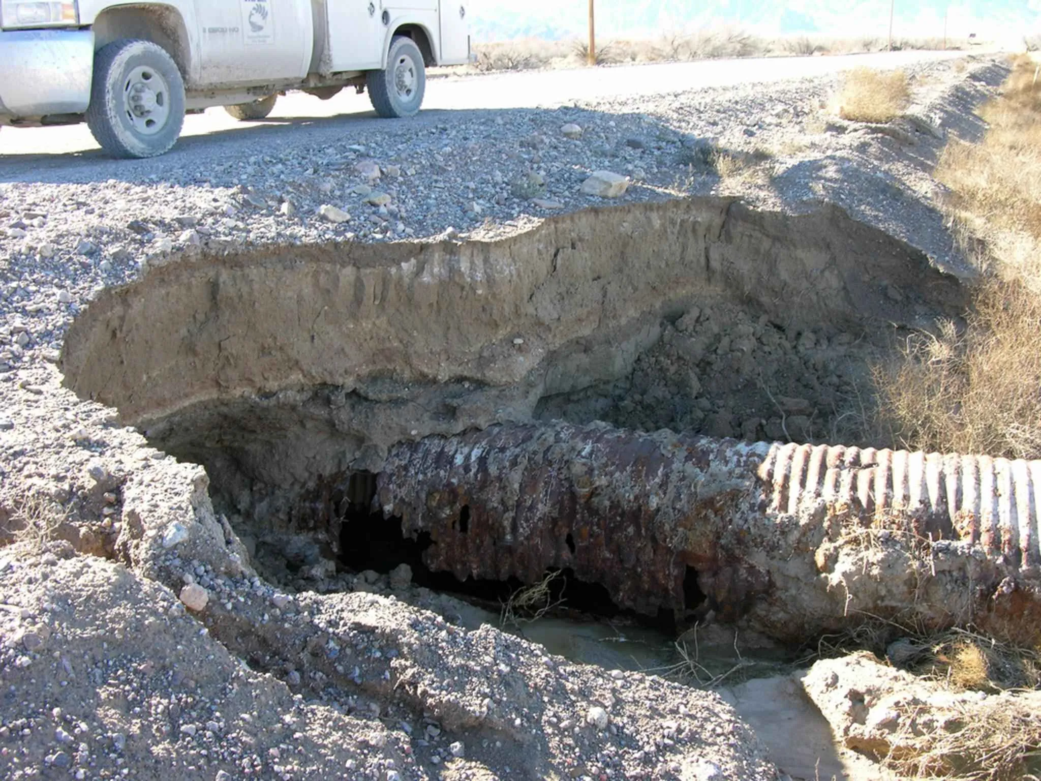 Washed out road
