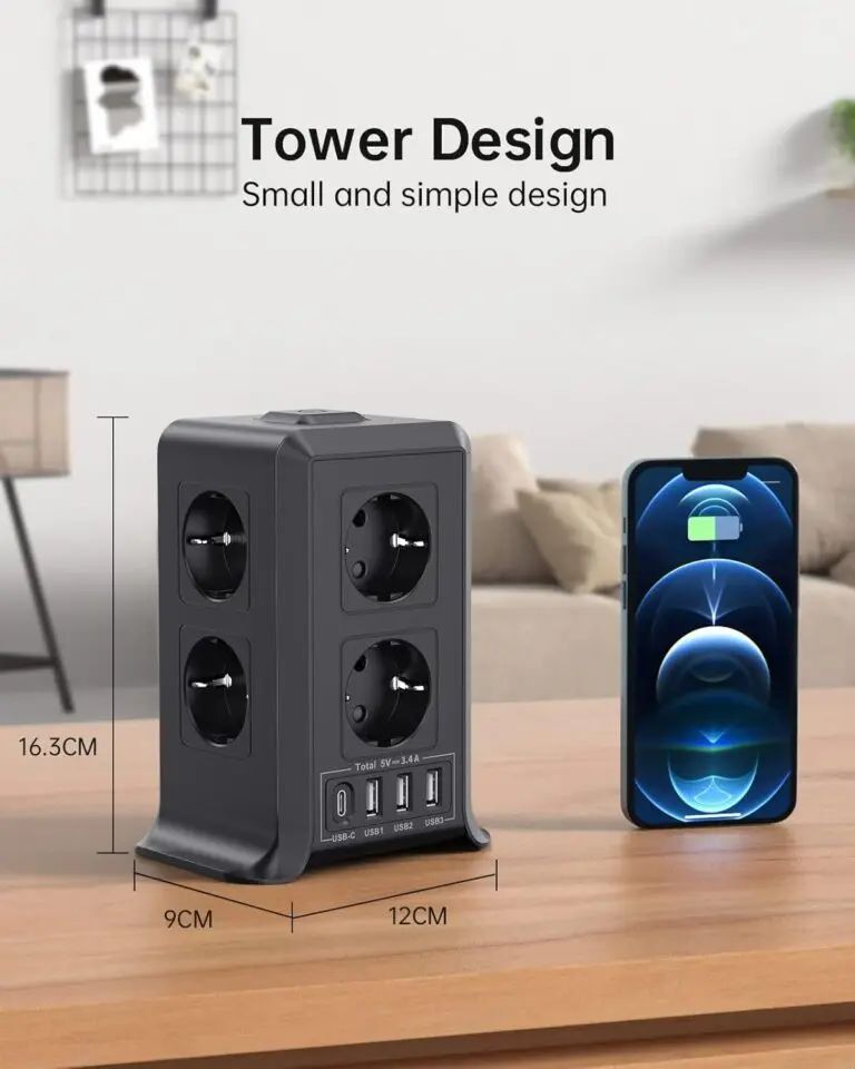 Regleta con 8 Tomas y 4 Puertos USB: Ahorra espacio Regleta con 8 Tomas y 4 Puertos USB: Ahorra espacio