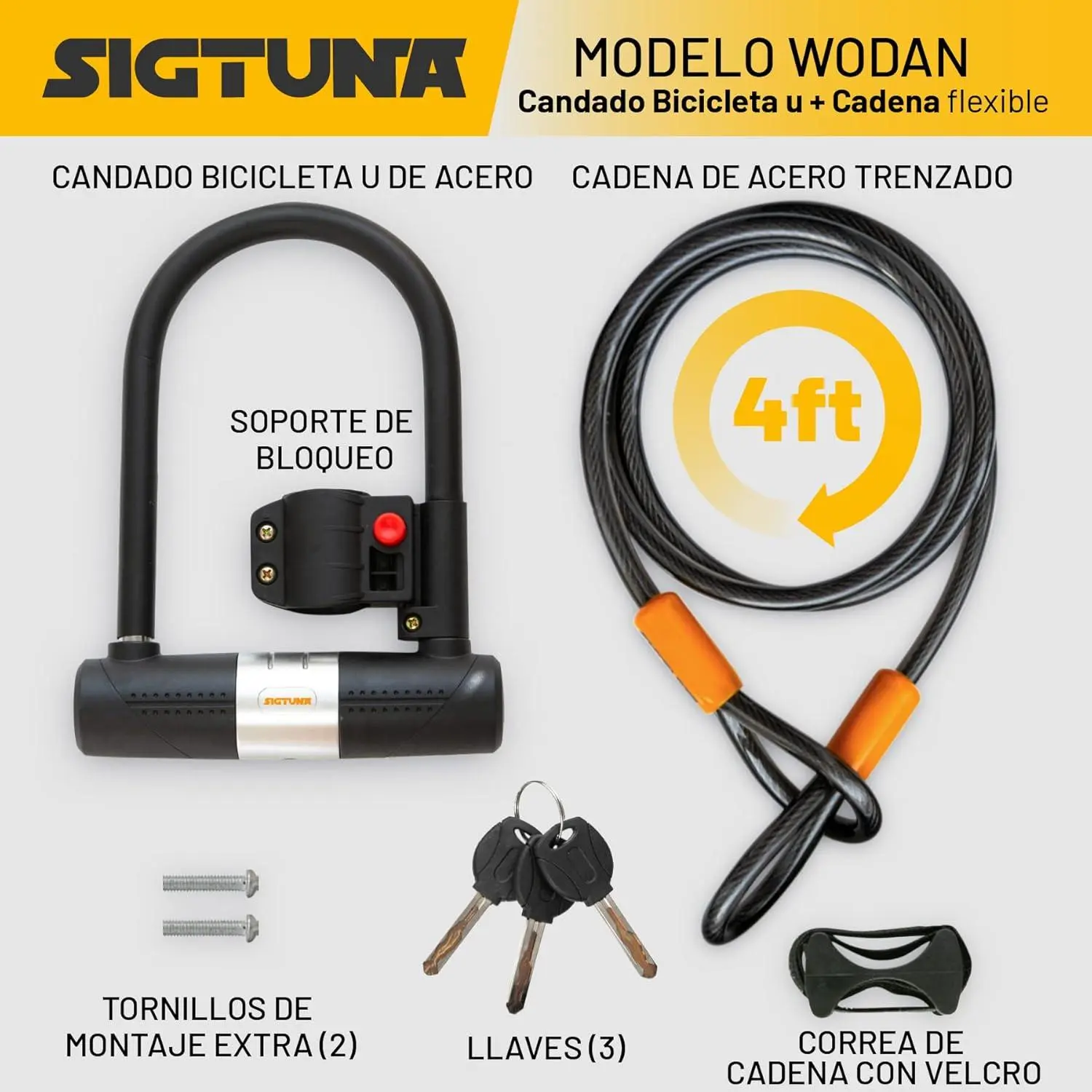 Candado SIGTUNA para bicicleta instalado en el cuadro