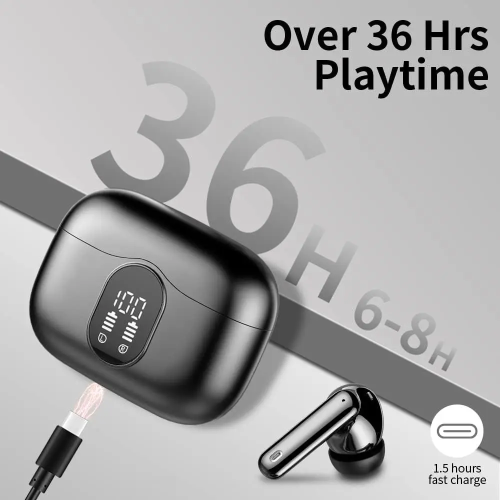 Auriculares inalámbricos Btootos con estuche de carga y pantalla LED