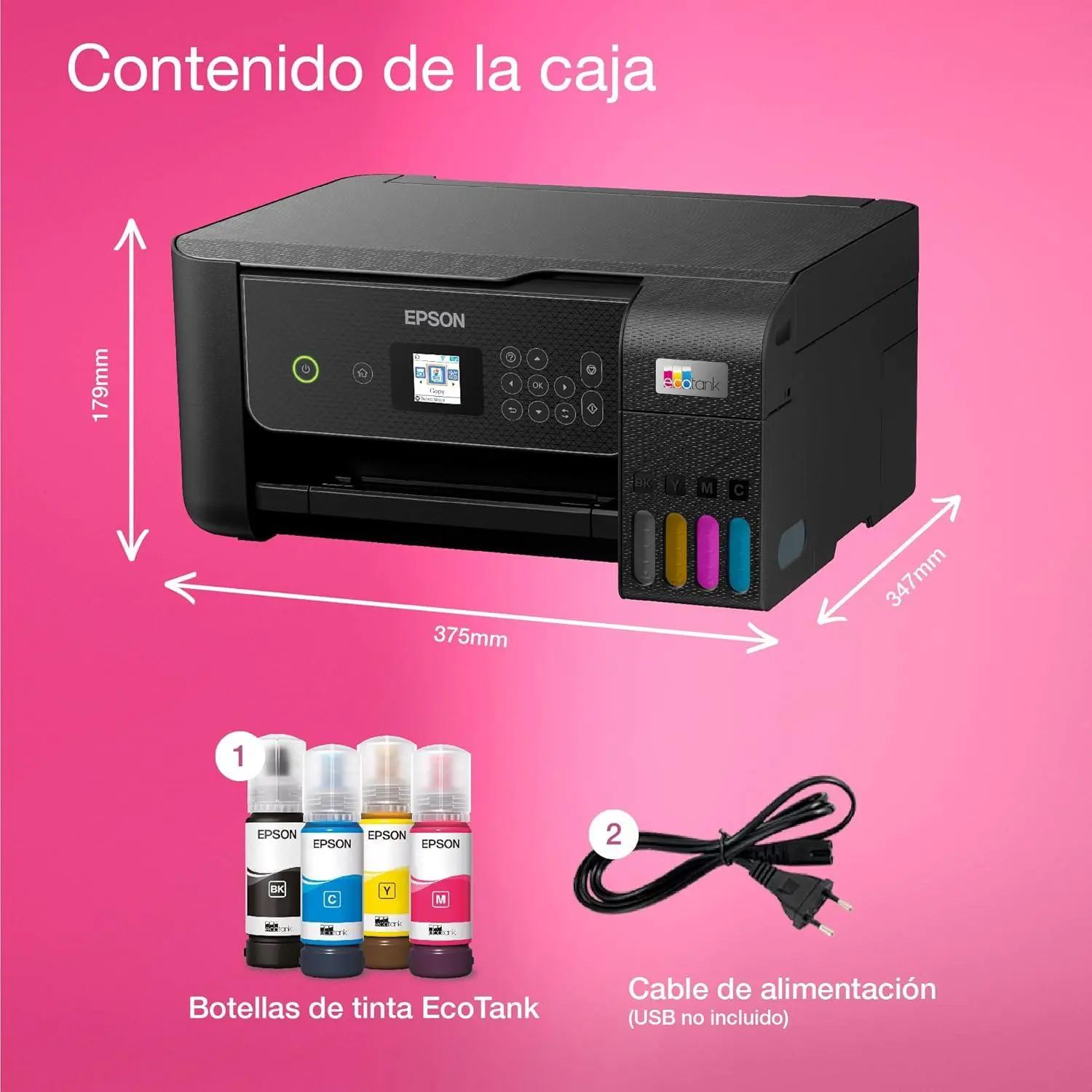 Impresora multifuncion Epson EcoTank ET-2870 con deposito de tinta recargable y conexion Wi-Fi