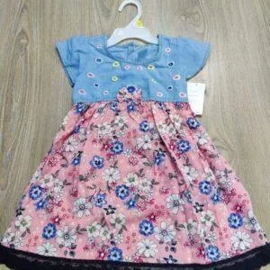 Girls frock AOP with denim